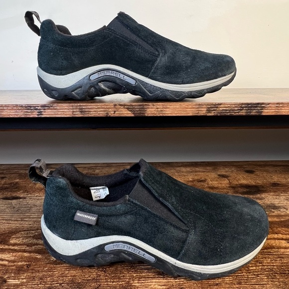 Merrell Other - Merrell Suede Leather Clog Slip On Shoes Black Camo Tag Walking Trail Size 4